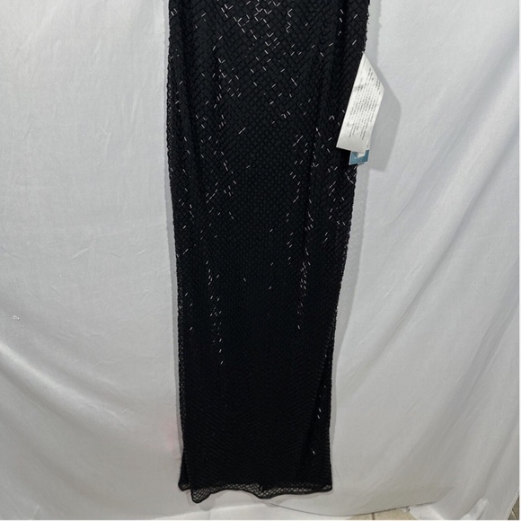 NWT $398 Mac Duggal [ 8 ]‎ Beaded Spaghetti Strap Column Gown Black - Picture 9 of 14